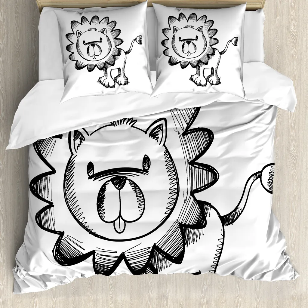 Parure de lit enfant lion safari en coton doux et antiallergique