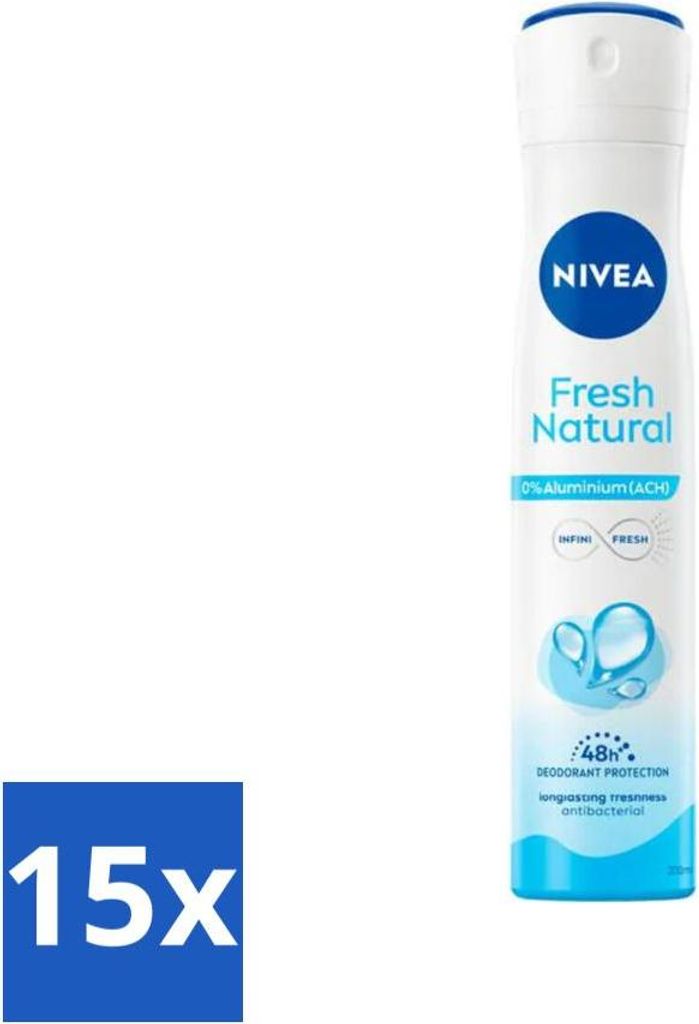 Nivea - Deodorant Spray - Fresh Natural - 0% Aluminium - 200 ml - Vorteilspack - 15 Stücke