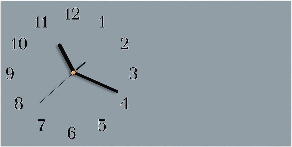 Wanduhr aus Glas mit Motiv Grauer Hintergrund II- 60 x 30 cm - inkl. Aufhängesystem