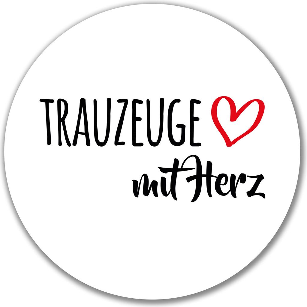 Huuraa Aufkleber Trauzeuge mit Herz 10cm rund Sticker Geschenkidee