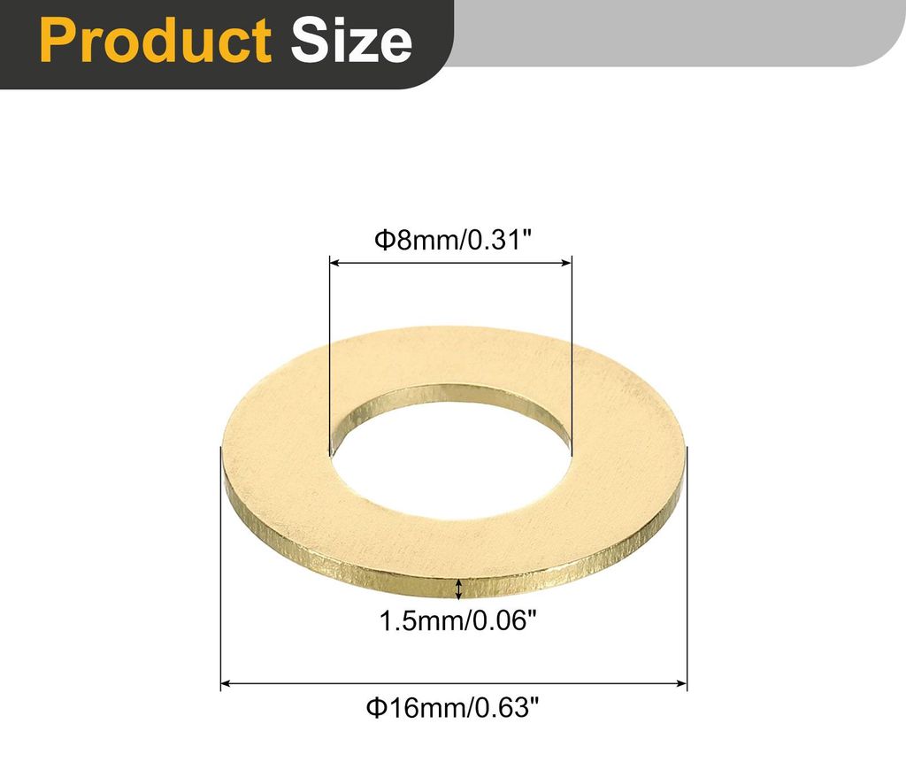 25 Stš¹ck Unterlegscheiben Set, M8 x 18mm x 1.5mm Messing Ring Beilagscheiben Sortiment, Flach Sicherungsscheiben Dichtungsring Metallscheiben f...