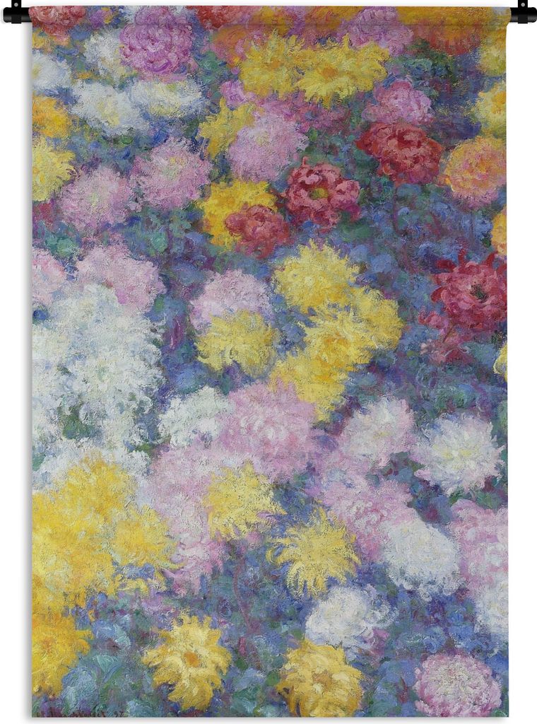 MuchoWow Wandteppich Wandbehang Chrysanthemen - Gemälde von Claude Monet 120x180 cm Tapisserie Dekoration Wandtuch - Schlafzimmer - Dekorationen...