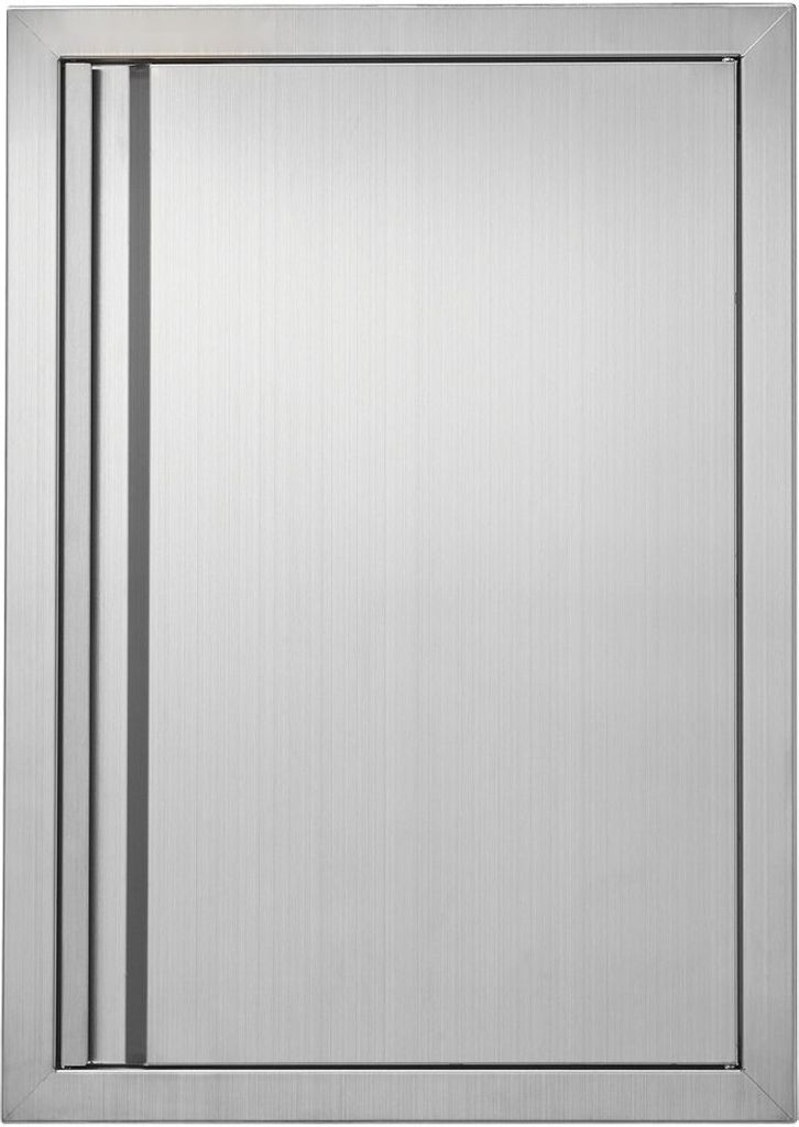 Edelstahl Grillzugangstür - Vertikale Wandtür für Grillinsel - 432 x 610 mm - Flächenbündig Montiert - Versenkbarer Griff - Grillstation, Auß...