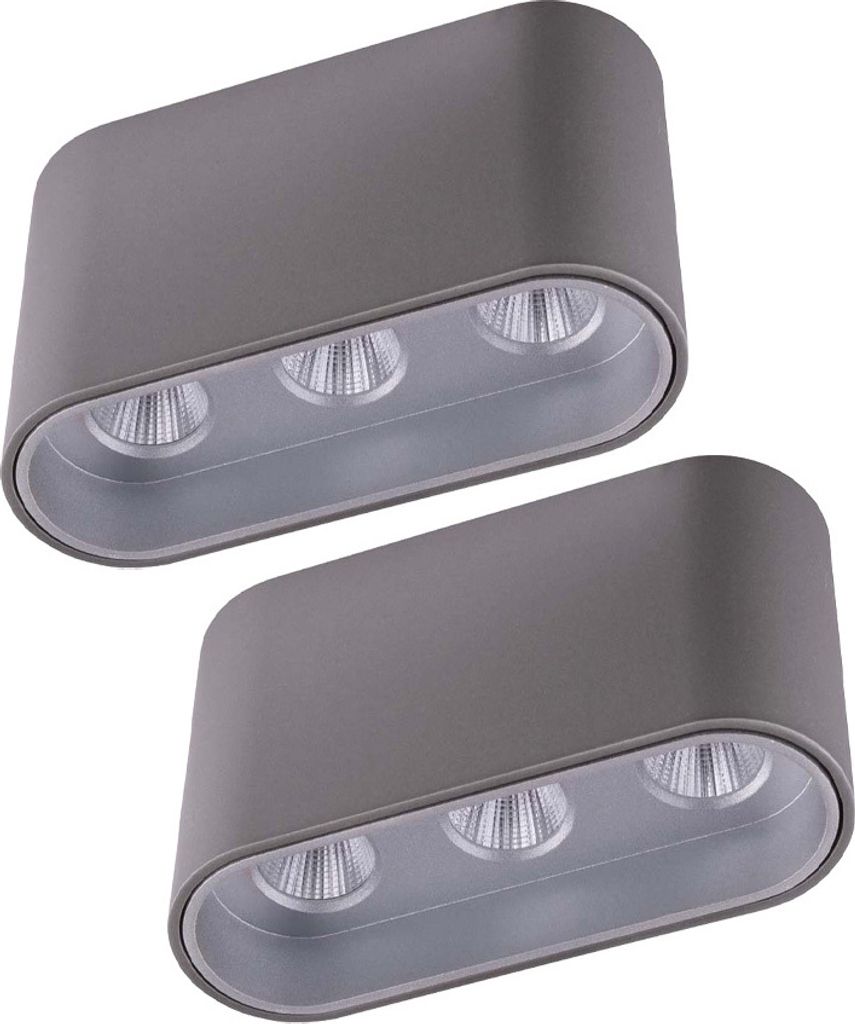 2er Set LED Deckenlampe, Alu, grau, silber, L 10,5 cm