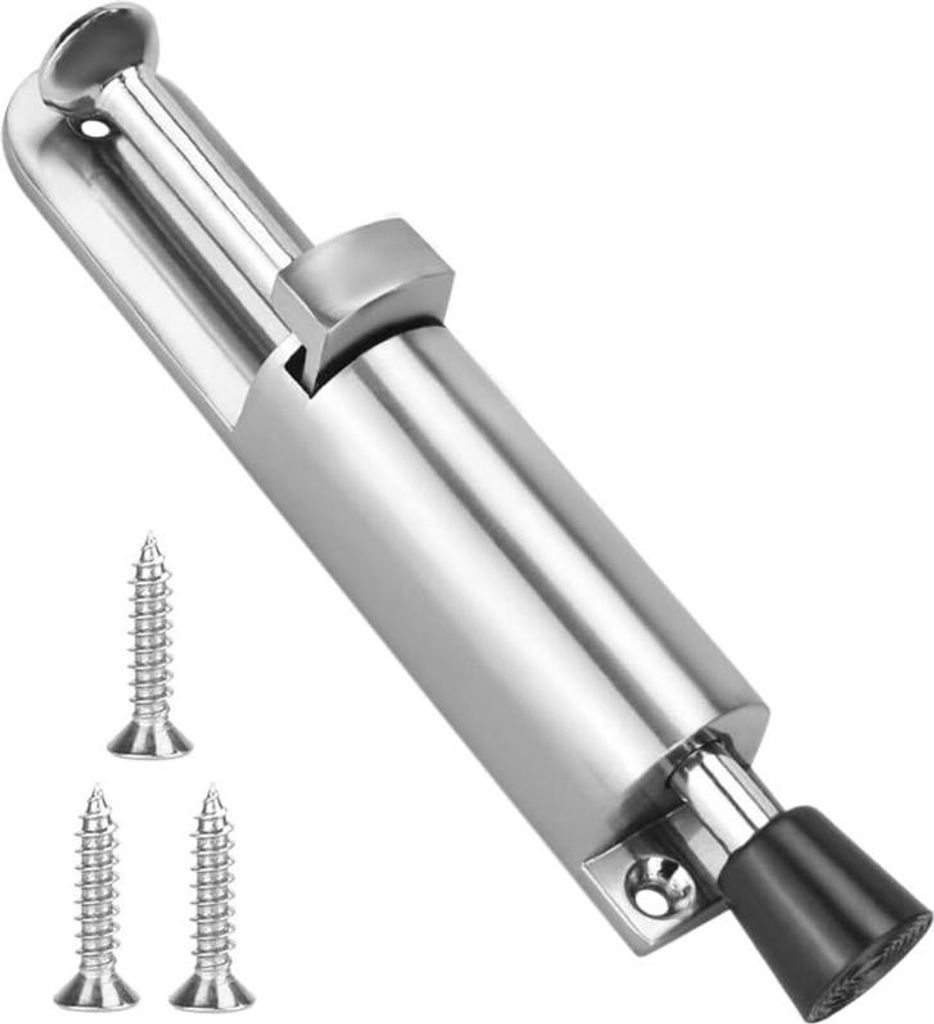 Verstellbarer Türstopper in Silber, Bodenfeder-Türstopper aus Edelstahl mit anschraubbarer Halterung. Geeignet für Innen- und Außentüren, Balk...