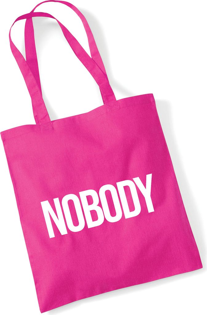 Huuraa Jutebeutel Nobody Schriftzug 10 Liter Fuchsia Baumwolle Tasche Geschenkidee