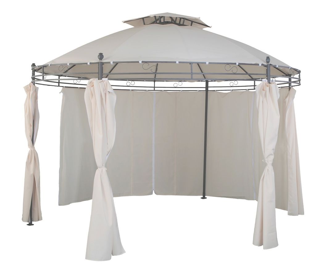 LEX - Stahlpavillon rund mit 6 Seitenteilen, Farbe:Beige Produktbild 