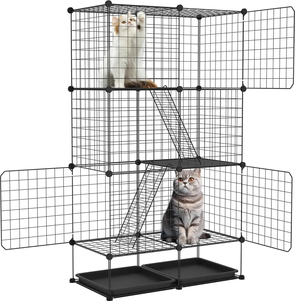 Sessamen-LP Enclos grillagé métallique pour lapins et rongeurs - 126x74x37cm