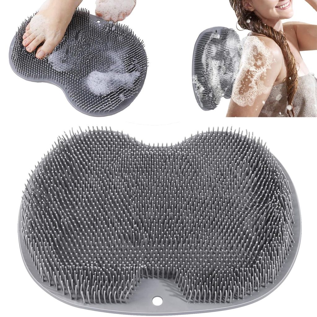 Silikon-Badematte, Fußbürste, Dusch-Fußmassagegerät, Fußwasch- und Badewannenmassagekissen mit rutschfesten Saugnäpfen zur Fußpflege, Entspa...