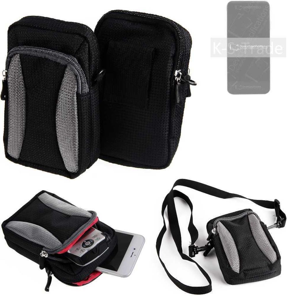 K-S-Trade Holster Schutz Hülle kompatibel mit HiSense F70 Handy Hülle Gürteltasche Umhängetasche mit Zusatzfach schwarz