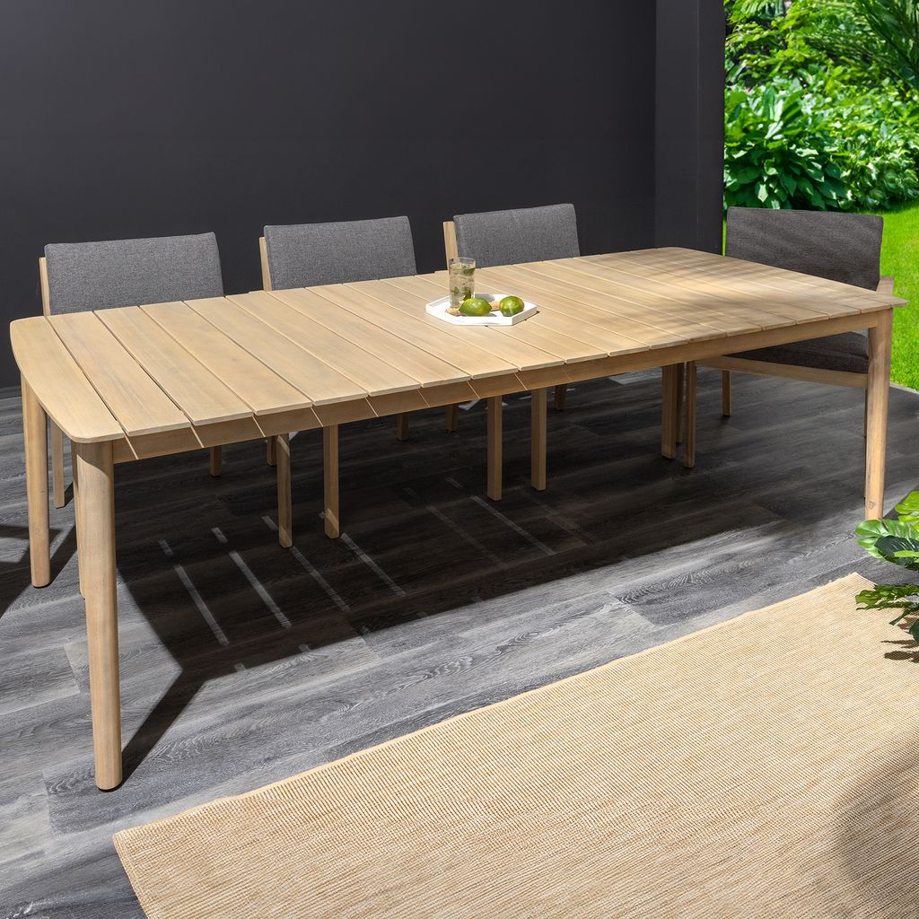 riess-ambiente Wetterfester Gartentisch KOPENHAGEN 220cm natur Akazie Massivholz Bootsform Outdoor Balkontisch Terrassentisch Tisch