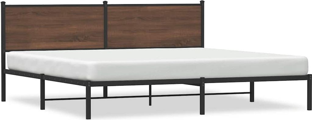 vidaXL Metallbett ohne Matratze Braun Eichen-Optik 193x203 cm