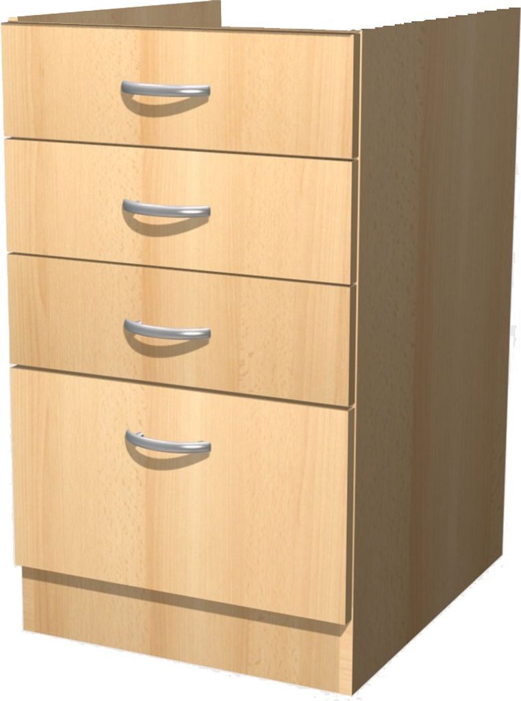 Schubkastenschrank Buche Namu 50 cm – Küchenschrank mit 4 Produktbild 