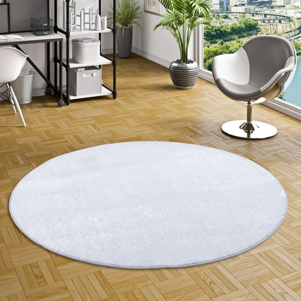 Luxus Soft Velours Teppich Shine Silbergrau Rund, Größe:400 cm Rund