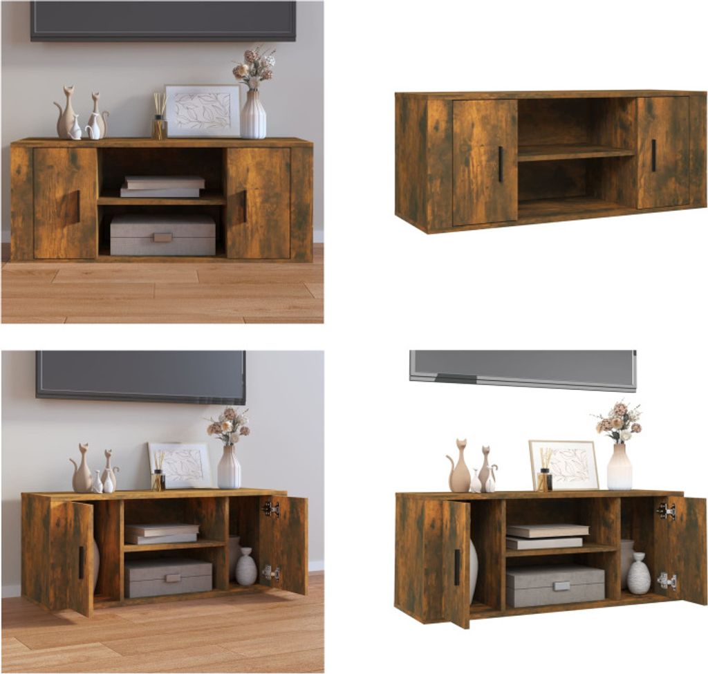 vidaXL TV Schrank Räuchereiche 100x35x40 cm Holzwerkstoff - TV-Schrank - TV-Schränke - TV-Möbel - TV-Ständer