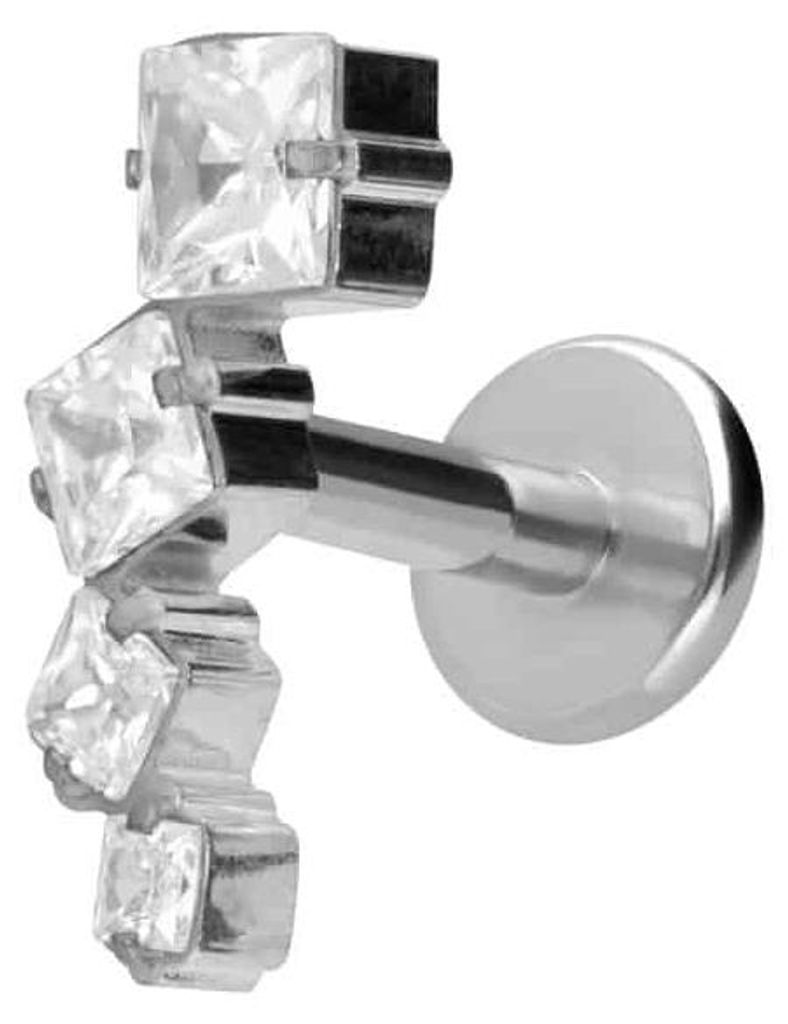 Ohrpiercing, Nasenpiercing Titan Labret mit Innengewinde KRISTALLBOGEN Silber Stablänge: 6mm | Stabstärke: 1,6mm