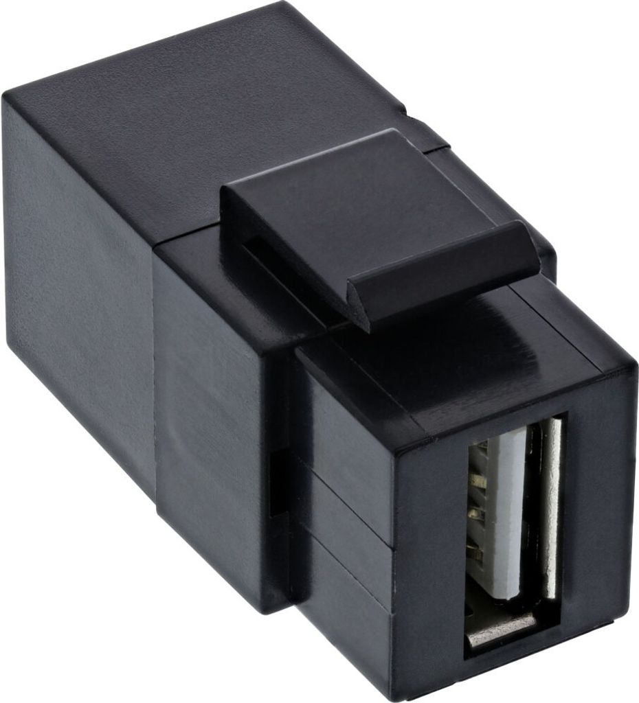 InLine USB 2.0 Keystone Snap-In Einsatz, USB-A BU/BU, gewinkelt, schwarz