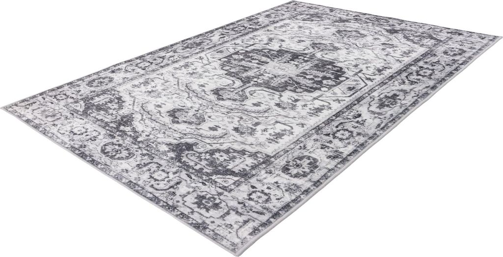 Lalee Vegas Digital gedruckter waschbarer Teppich klassisches Design 160x230 cm Silber