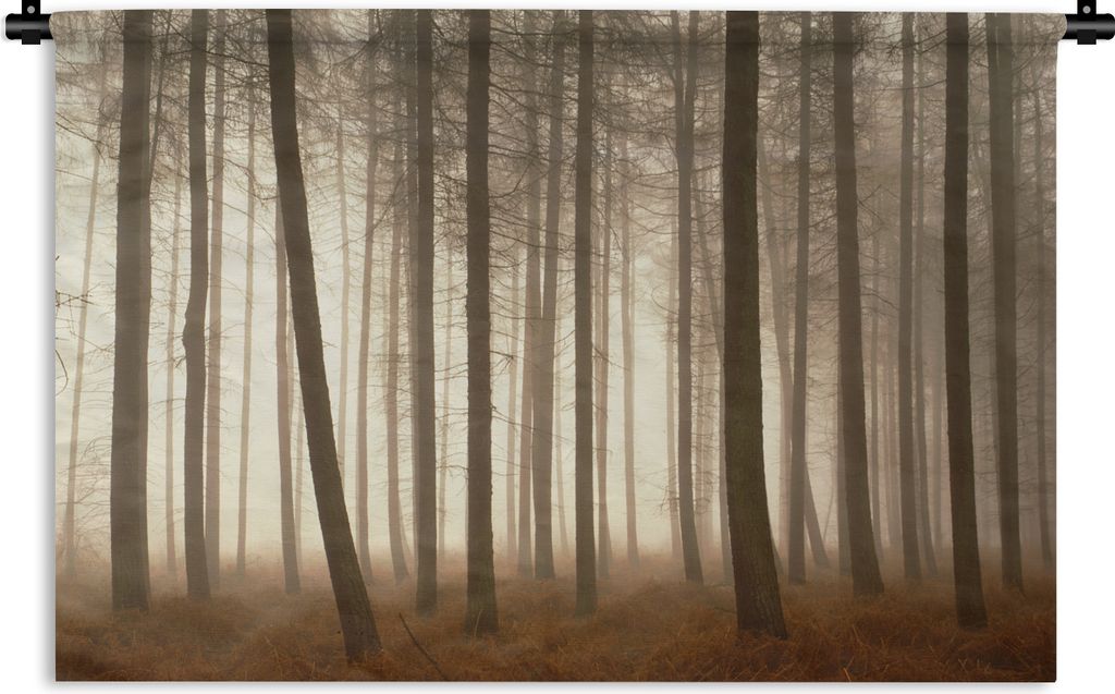 MuchoWow Wandteppich Wandbehang Wald - Nebel - Baum 60x40 cm Tapisserie Dekoration Wandtuch - Wanddekorationen