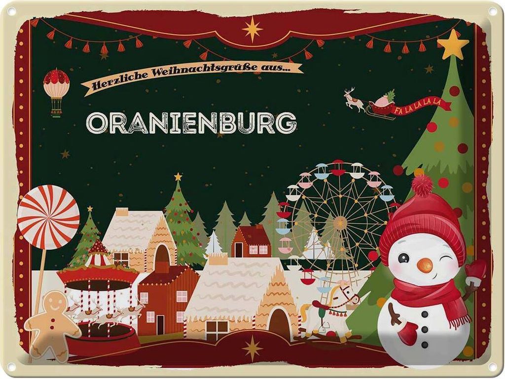 vianmo Blechschild 30x40 cm Weihnachten Grüße ORANIENBURG Abenteuer Reisen Urlaub