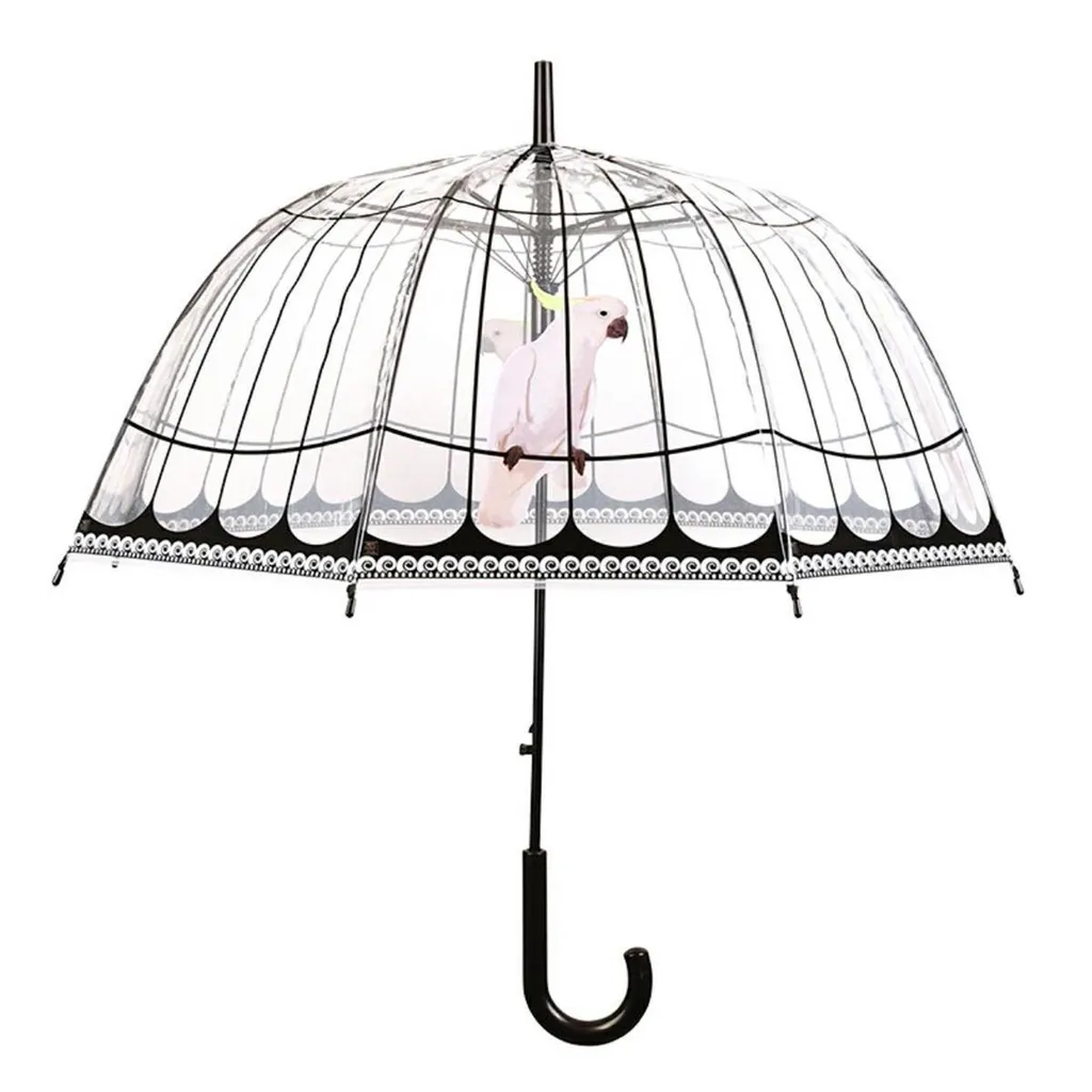 Esschert Design Ombrello Trasparente a Gabbia - Protezione Chic per Pioggia