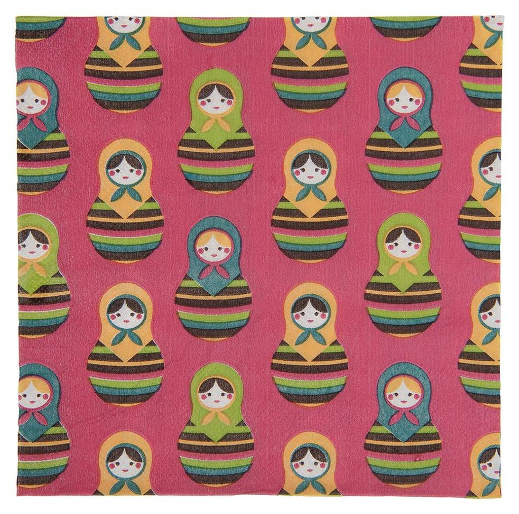 Clayre & Eef Servietten Papier 20er Set 33x33 cm Rosa Papier