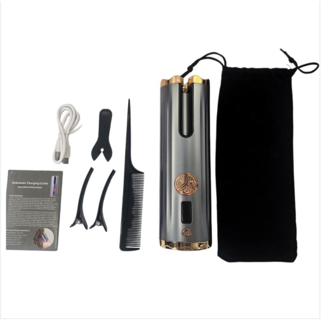 INF Kabelloser automatischer Lockenstab ABS 19.2cm x6cm für Reise Grau