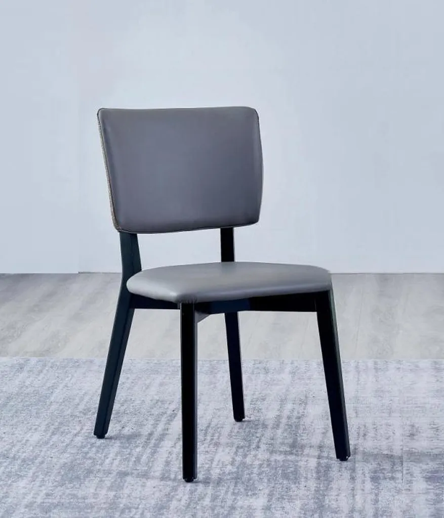 Chaise de salle à manger cuir gris facile à nettoyer et ultra confortable