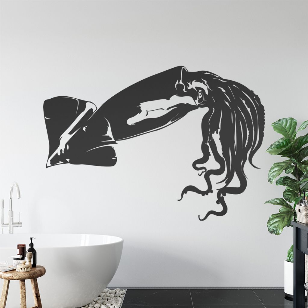 KIWISTAR Riesen Kalmar Tintenfische Wandtattoo in 6 Größen - Wandaufkleber Wall Sticker - Dekoration, Küche, Wohnzimmer, Schlafzimmer, Badezimmer