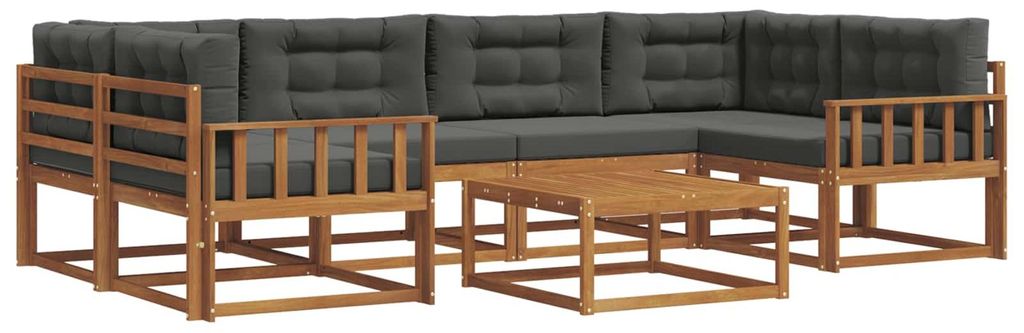 vidaXL Outdoor-Sofagarnitur mit Kissen 7 pcs Natur und Anthrazit