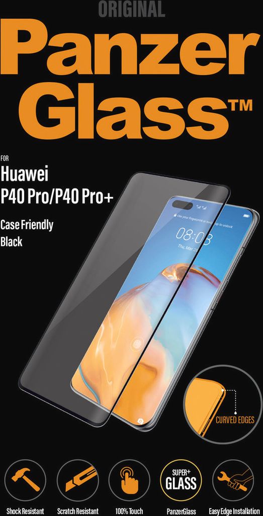 PanzerGlass Displayschutz Glas PanzerGlass Case Friendly CE Huawei P40 Pro schwarzer Rahmen