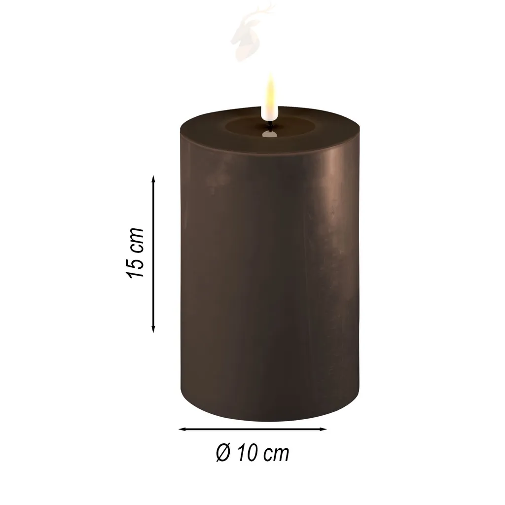 Candela LED Grande Mokka 10x15cm - Batteria Lunga Durata e Timer - 2