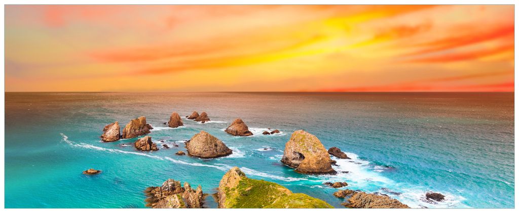 Wallario Wandbild aus Acryl, 125 x 50 cm, freischwebende Optik - Himmel am Abend