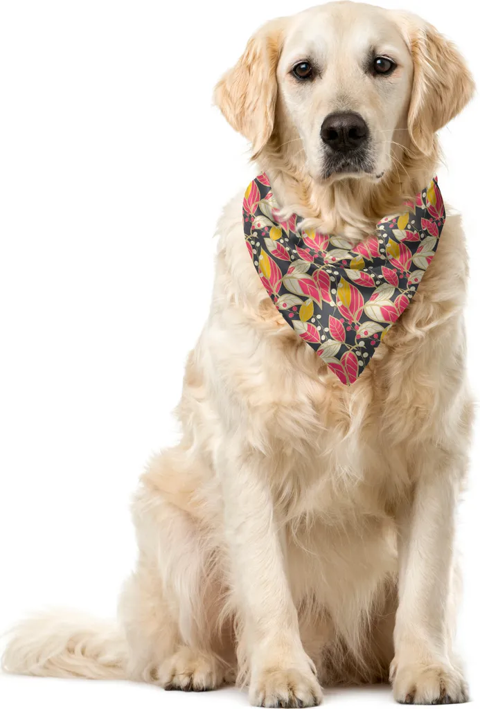 Bandana Vintage per Cani ABAKUHAUS 55x55 cm Grigio e Foglie