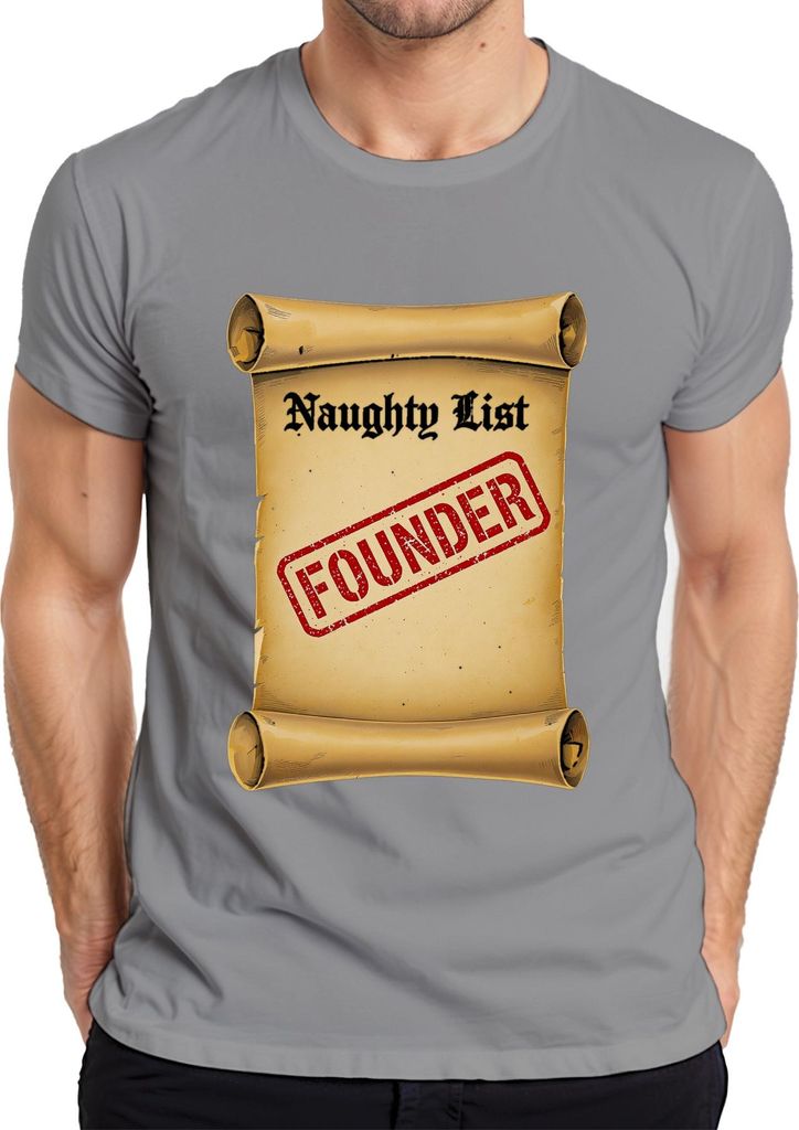 Naughty List Founder Weihnachtsmann lustig Geschenk Vintage Herren T-Shirt, Grau, 3XL