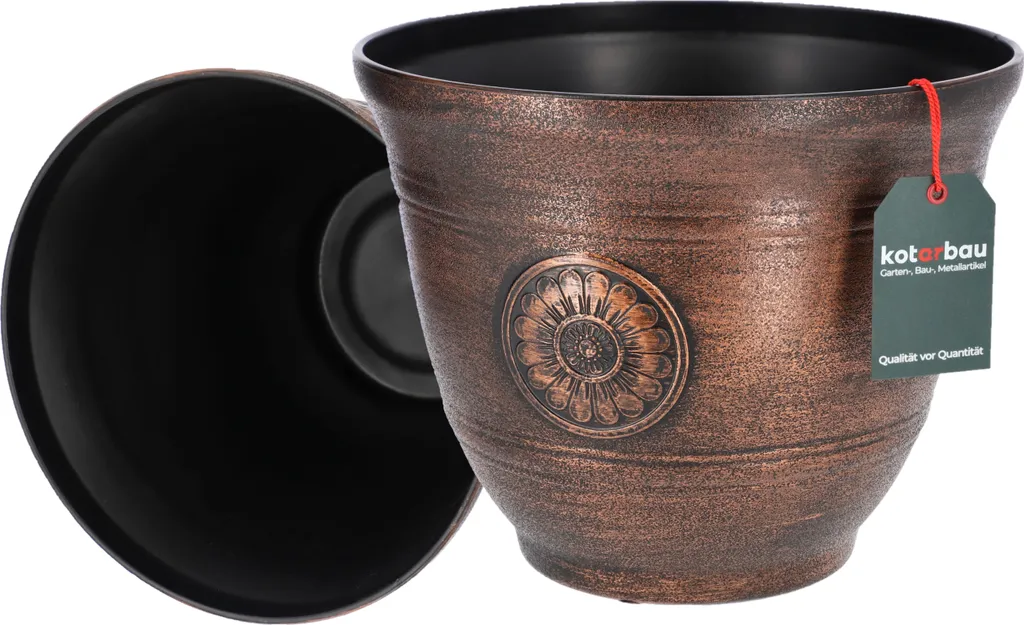 KOTARBAU Lot de 2 Pots de Fleurs Effet Métal Opalescent Cuivre 25x30 cm