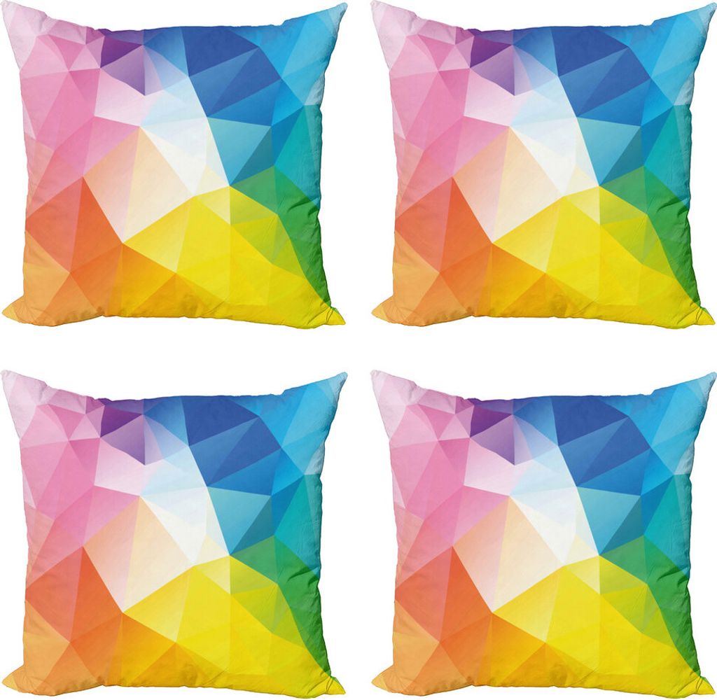 ABAKUHAUS Modern Kissenbezug Set (4 Stück), Fractal Farbige Linien, Moderner Doppelseitiger Digitaldruck, 60 cm x 60 cm, Mehrfarbig