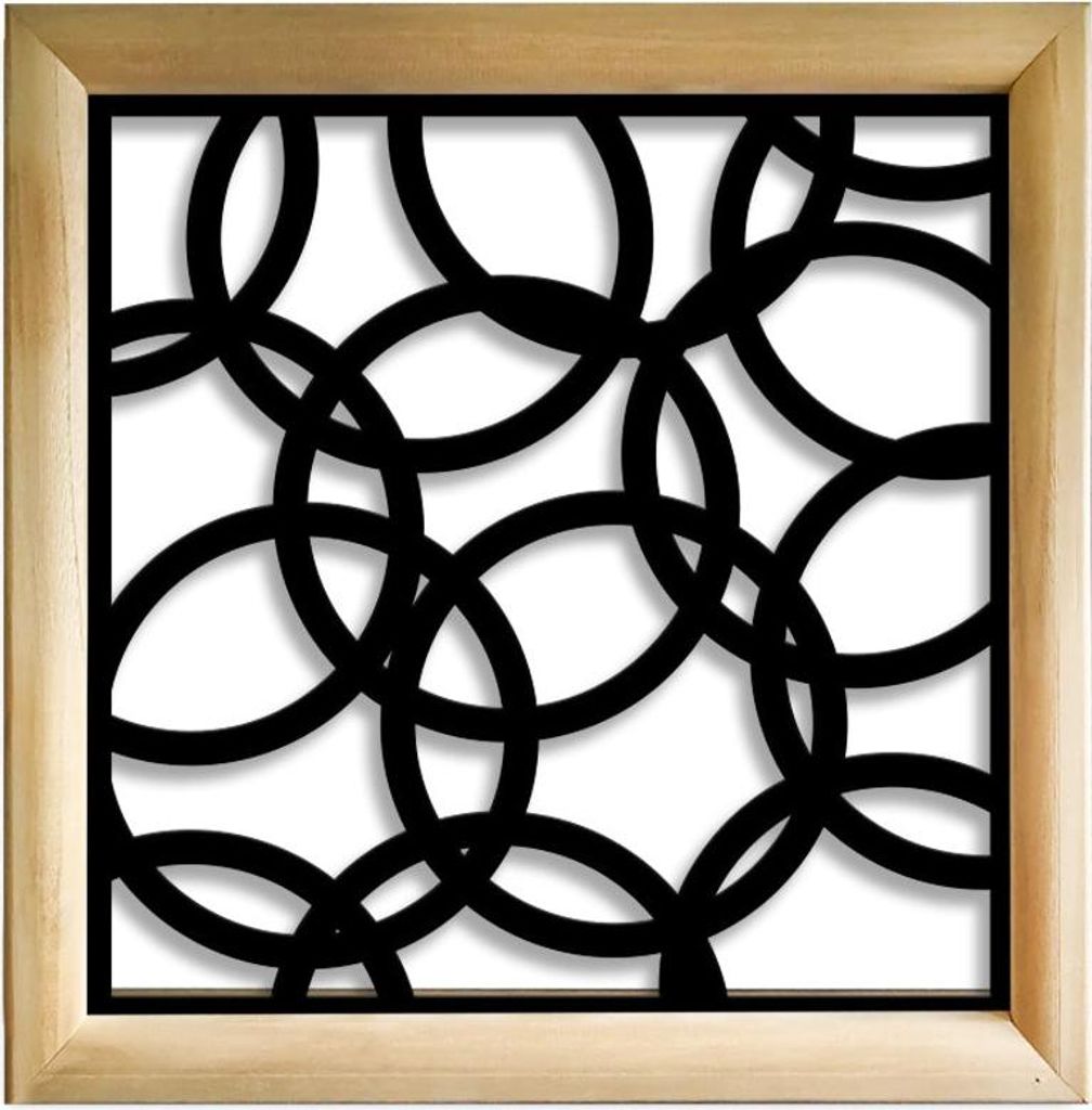 CERCHI SMALL - Moduli Decorativi in holz e PVC 48x48 cm schwarz