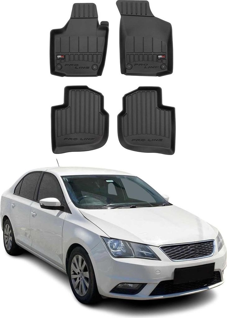 OMAC Gummi Fußmatten für Seat Toledo 2012-2018 Premium TPE Automatten Schwarz 4x