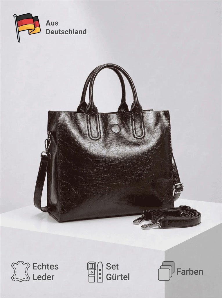 Damen Handtasche Business-Stil, Klassische Henkeltasche Braun, Elegante Umhängetasche für Büro & Alltag, Hochwertiges Kunstleder