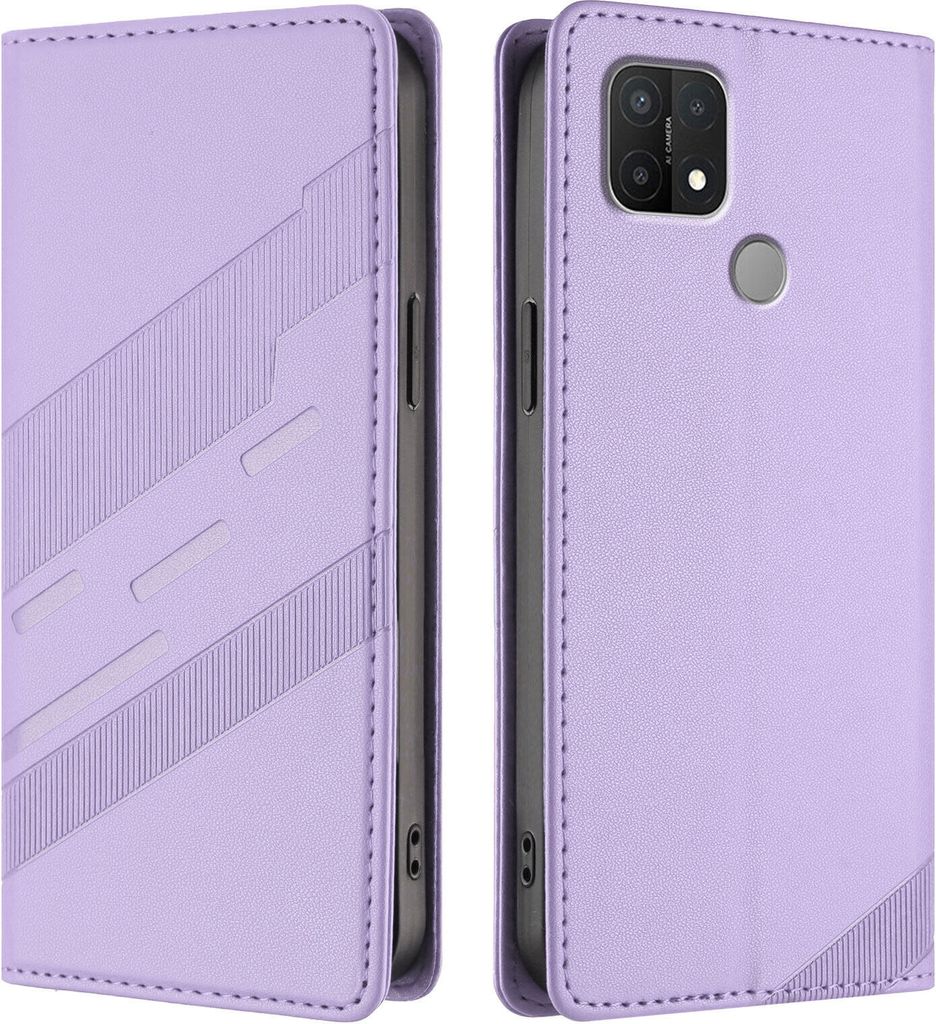 Hülle für Oppo A15/A15S/A35, Kunstleder Brieftaschen Handyhülle mit Kartenfach und Standfunktion Violett