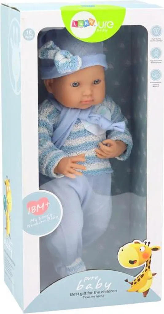Poupée bébé douce anti-choc, ensemble pull rayé et bonnet écharpe - 4