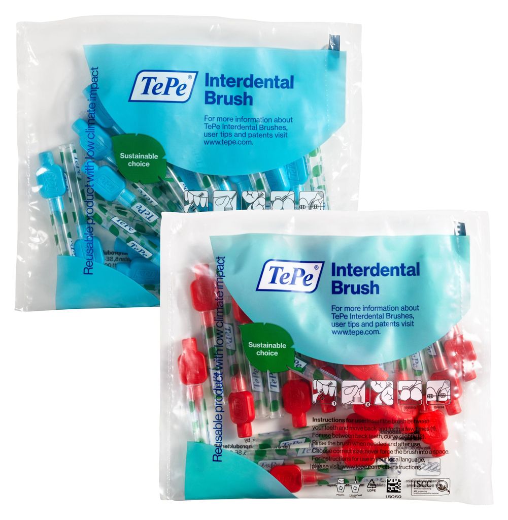 40 Stück TePe Interdentalbürsten Original, Rot/Blau Produktbild 