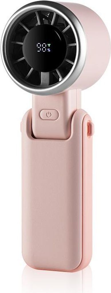 INF Tragbarer Hochgeschwindigkeits-Handventilator mit Digitalanzeige, 5 Geschwindigkeiten Rosa