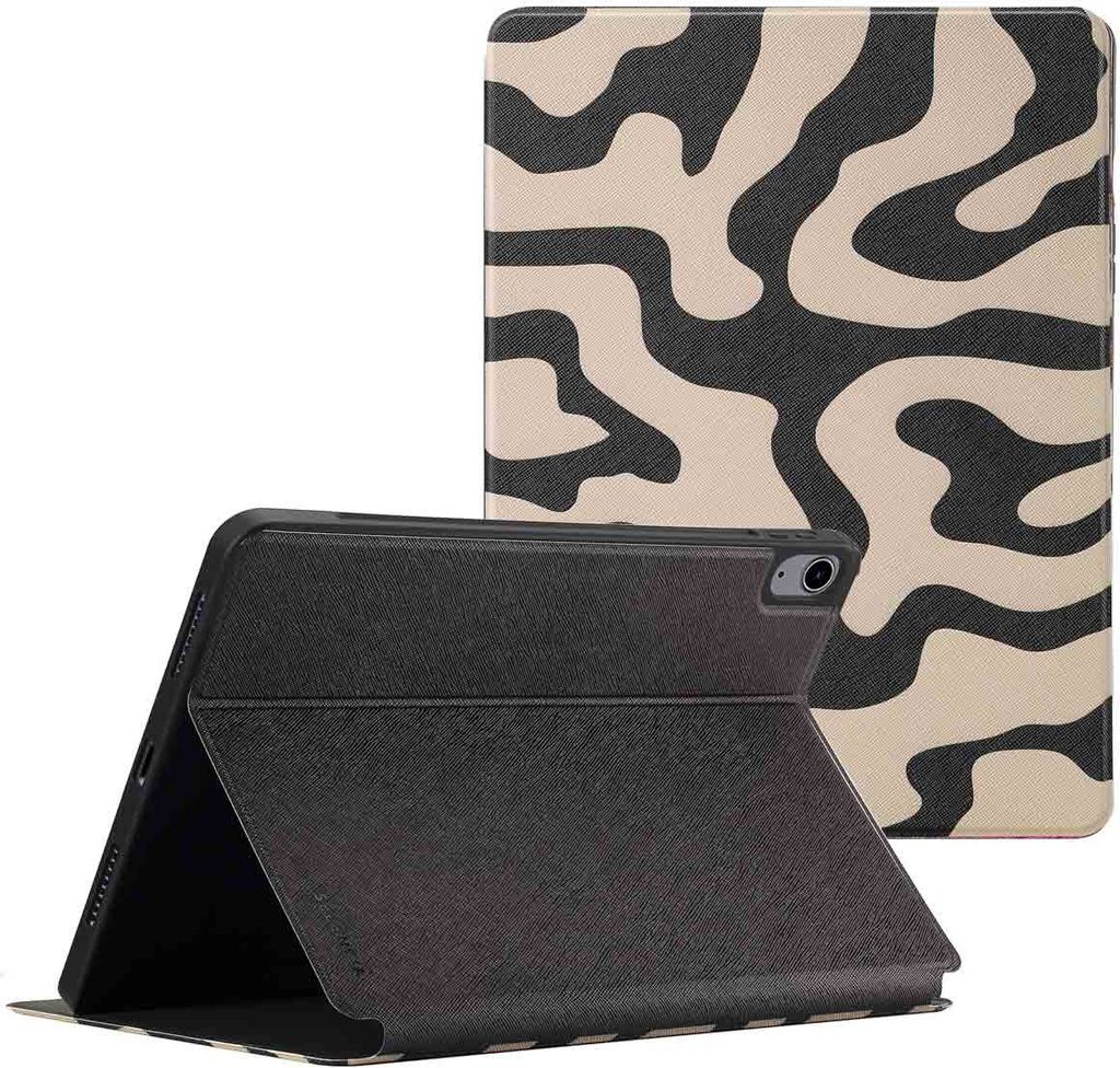 Selencia Vivid Klapphülle iPad Air 11 Zoll (2025) M3 / (2024) M2 / Air 5 (2022) / Air 4 (2020) - Art Wave Black