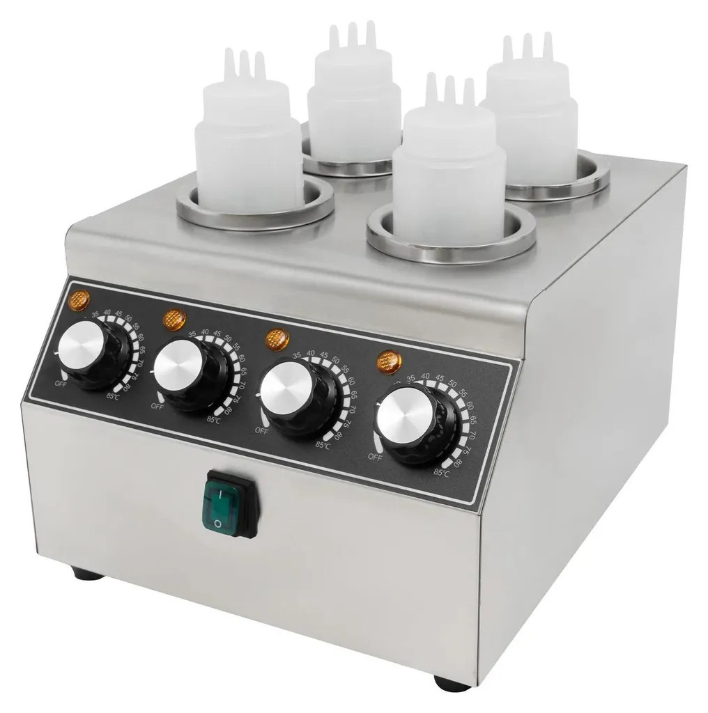 Chauffe-sauce électrique à pompe 800W 0.68L en acier inox argenté
