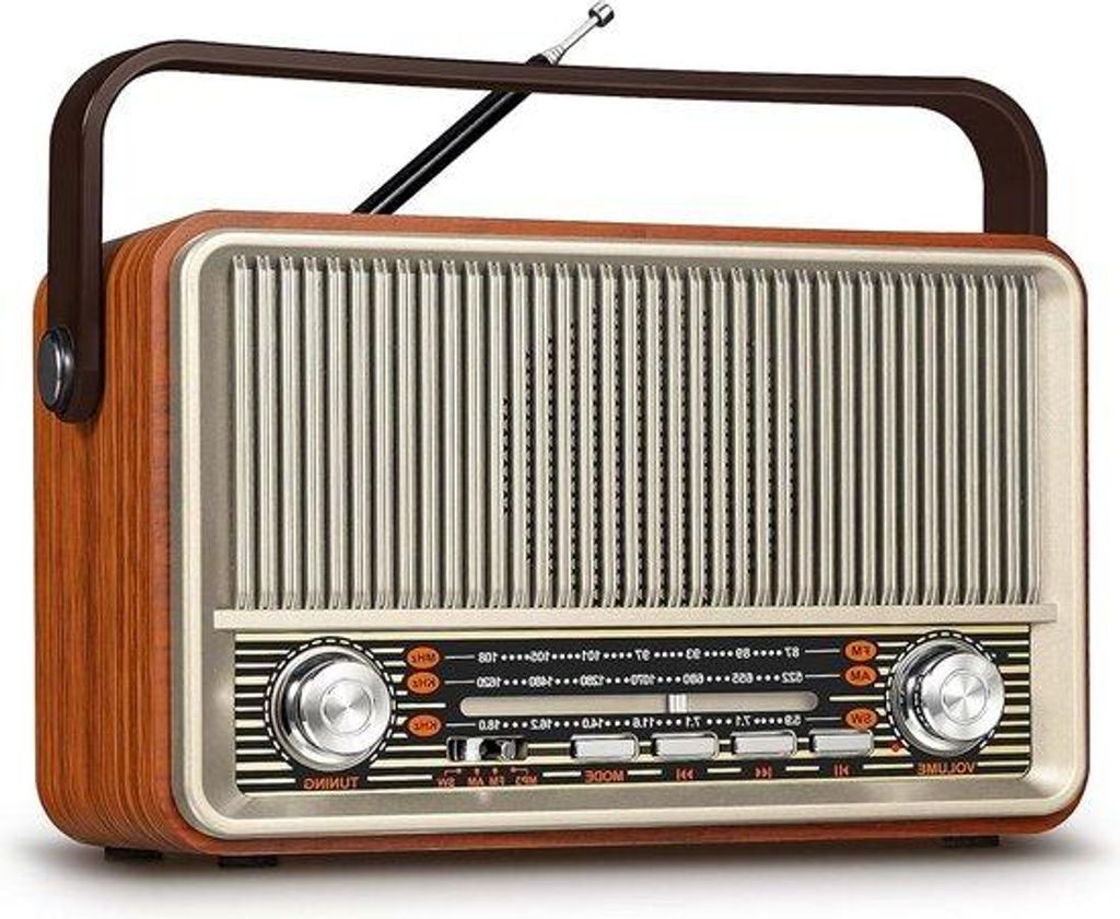 Portable Vintage Radio mit Bluetooth - AM/FM/SW Radio mit 1800 mAh Akku - USB/TF/AUX - Geeignet für Senioren