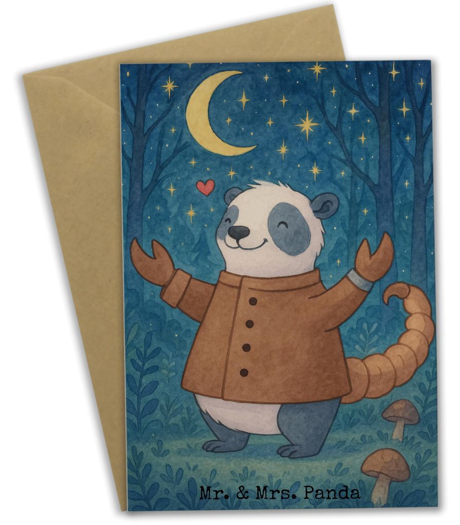 Mr. & Mrs. Panda Klappkarte Skorpion Astrologie Design - Weiß - Geschenk, babykarte, weihnachtskarten, Geburtstagsgeschenk, dankeskarten, Tierkrei...