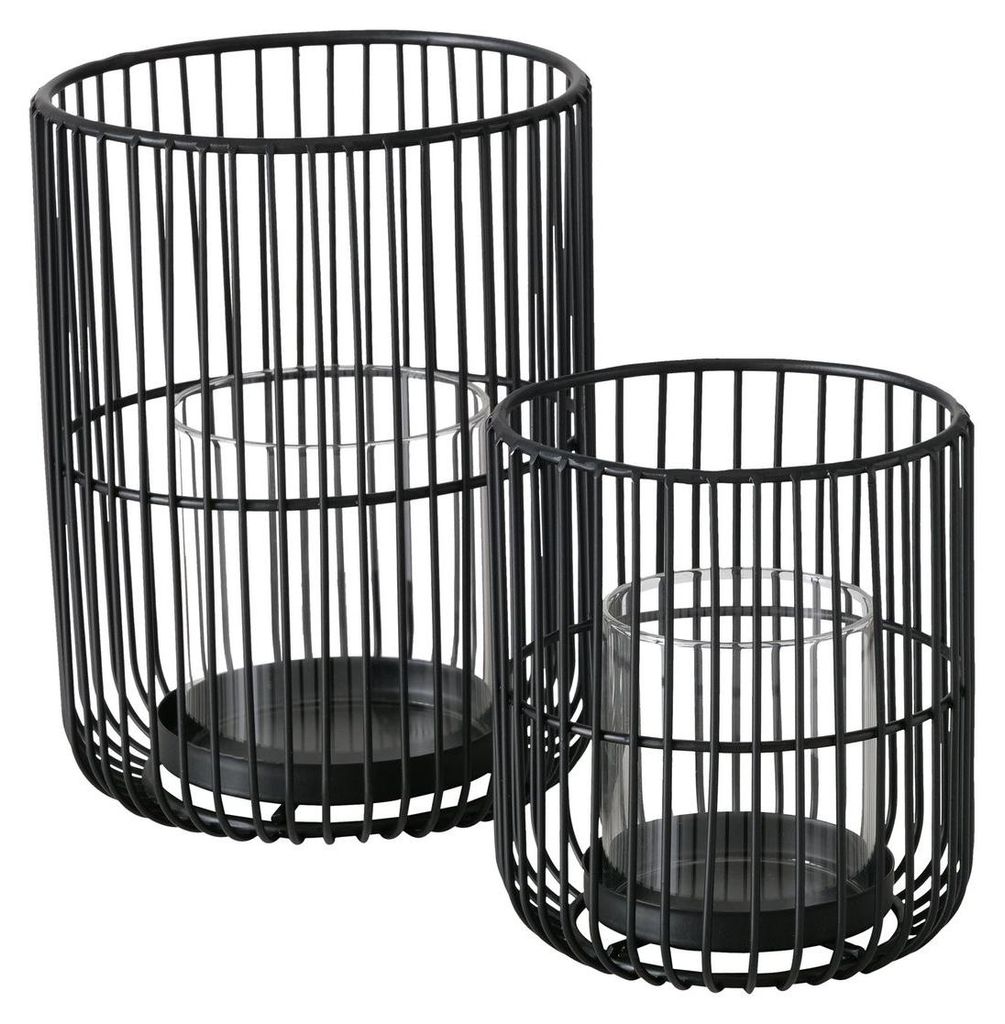 Metalllaterne mit Glaseinsatz 14 - 20 cm CINDY Produktbild 