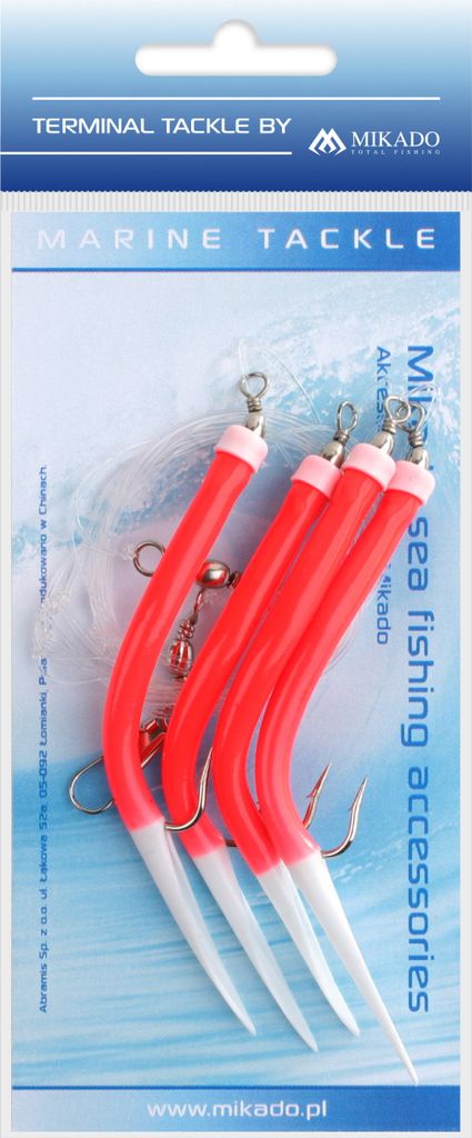 Mikado MEERES-SET GUMMI MAKK RIG HAKEN GRÖSSE 3x4/0 - ROT